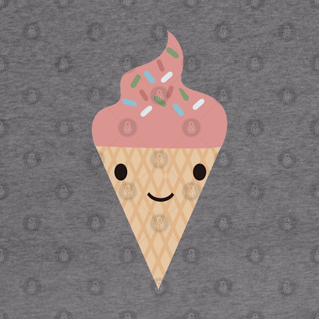 Cute Kawaii Strawberry Ice Cream Cone by Hedgie Designs